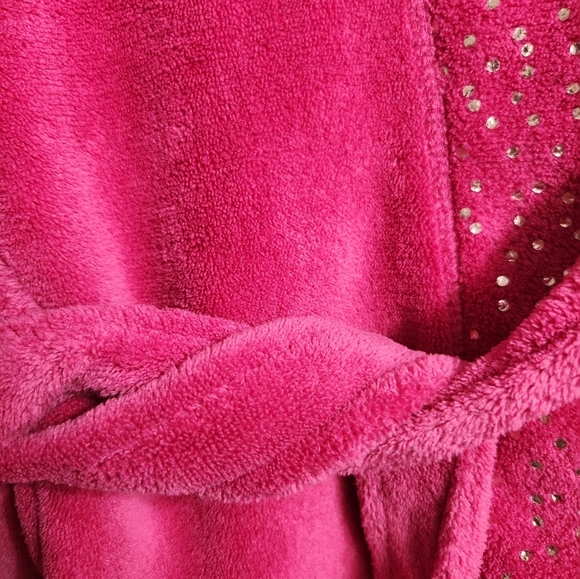 Ulta Beauty Robe S/M Bright Pink Soft Plush Bath Wrap Belted With Sparkles - Picture 4 of 9
